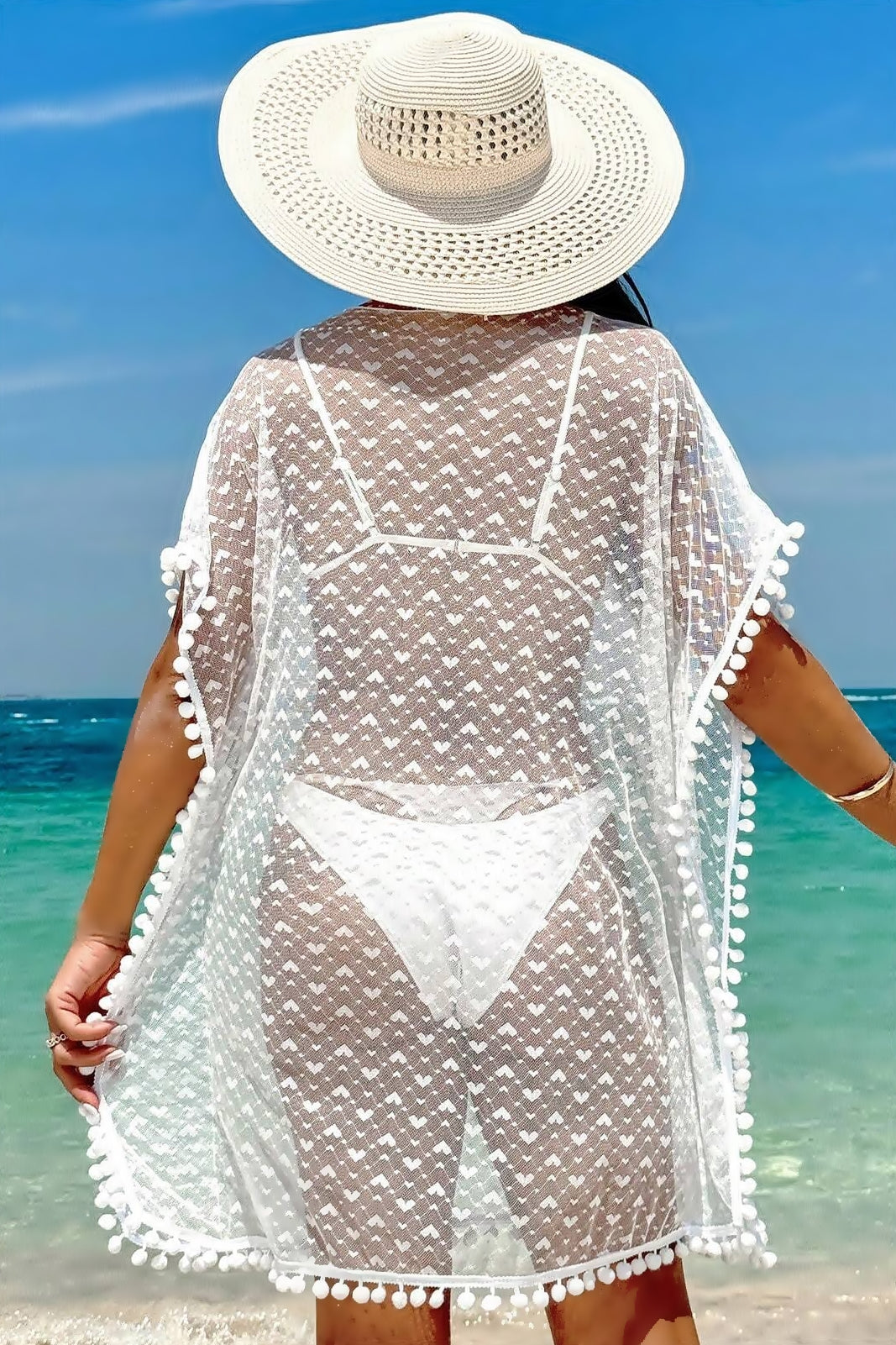 Lace Short-Sleeve Beach Cover-Up