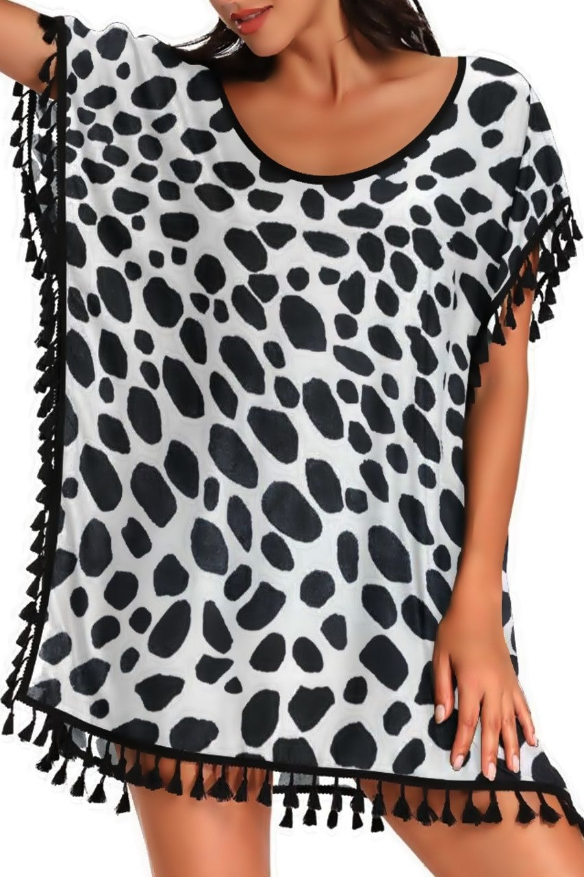 Monochrome Safari Tassel Cover-Up