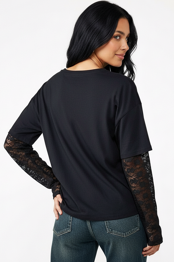 Heavy Lace Sleeves Top