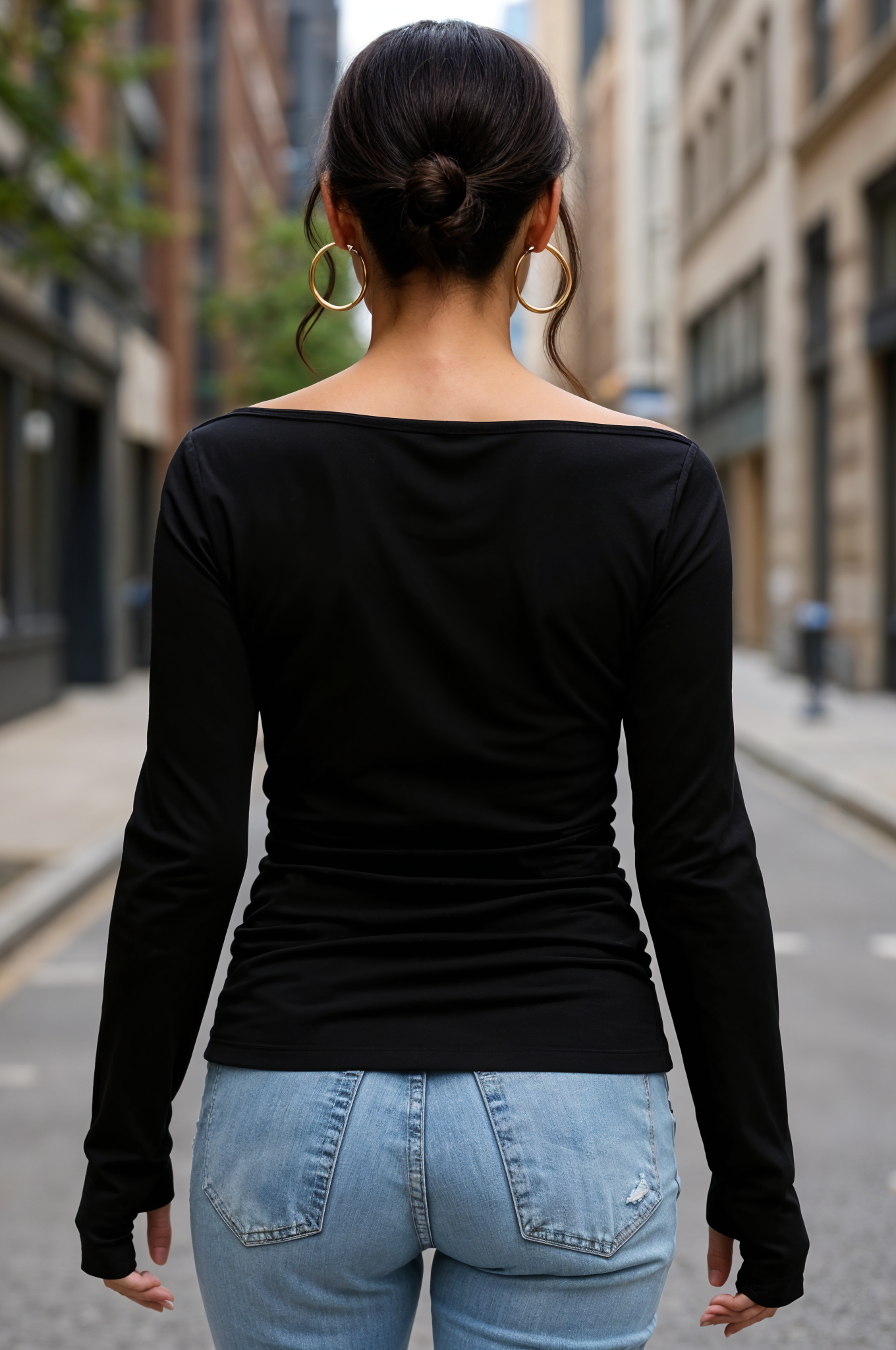 Black Off-Shoulder Ruched Top