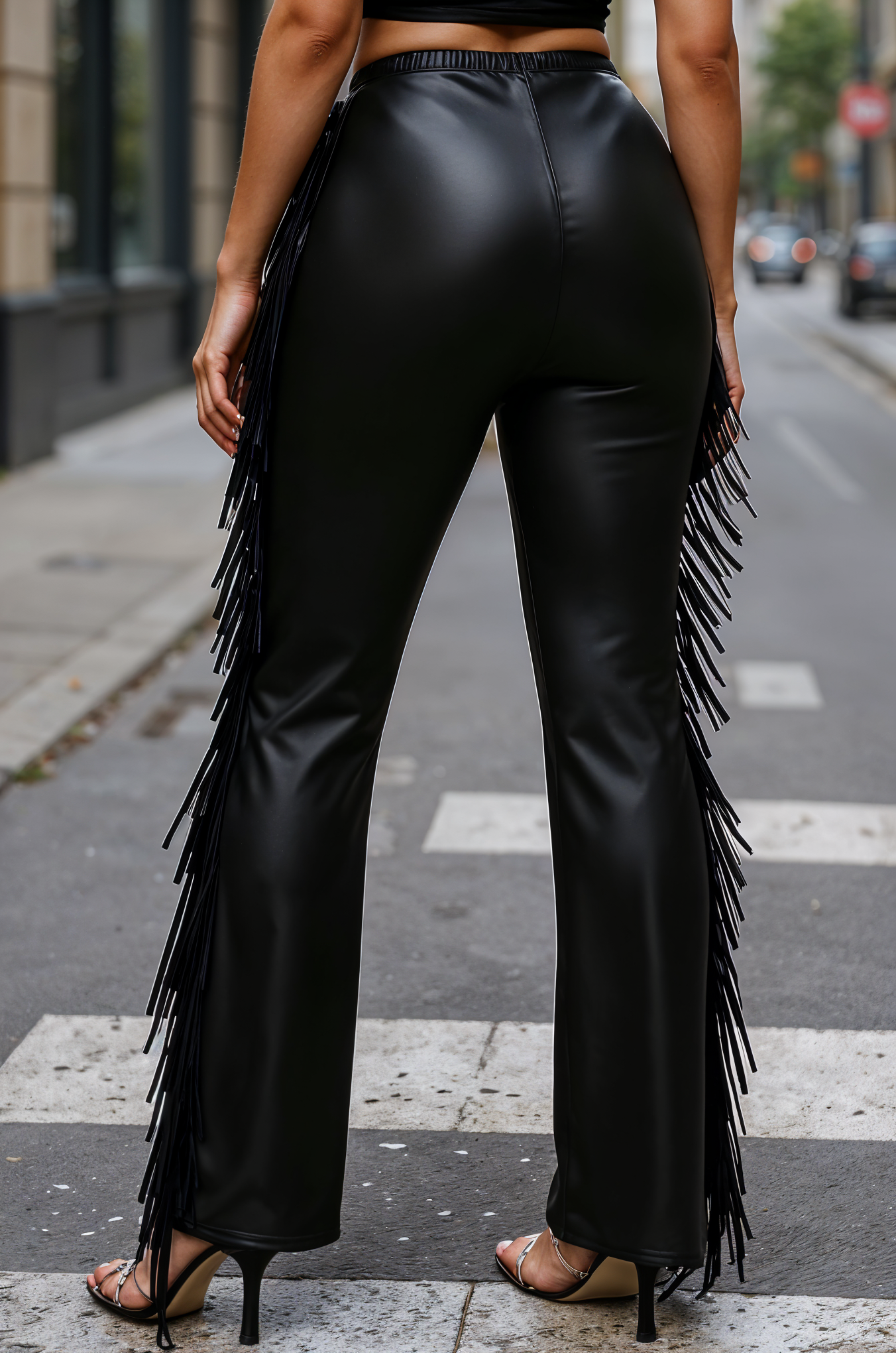 Sleek Black Fringe Pants