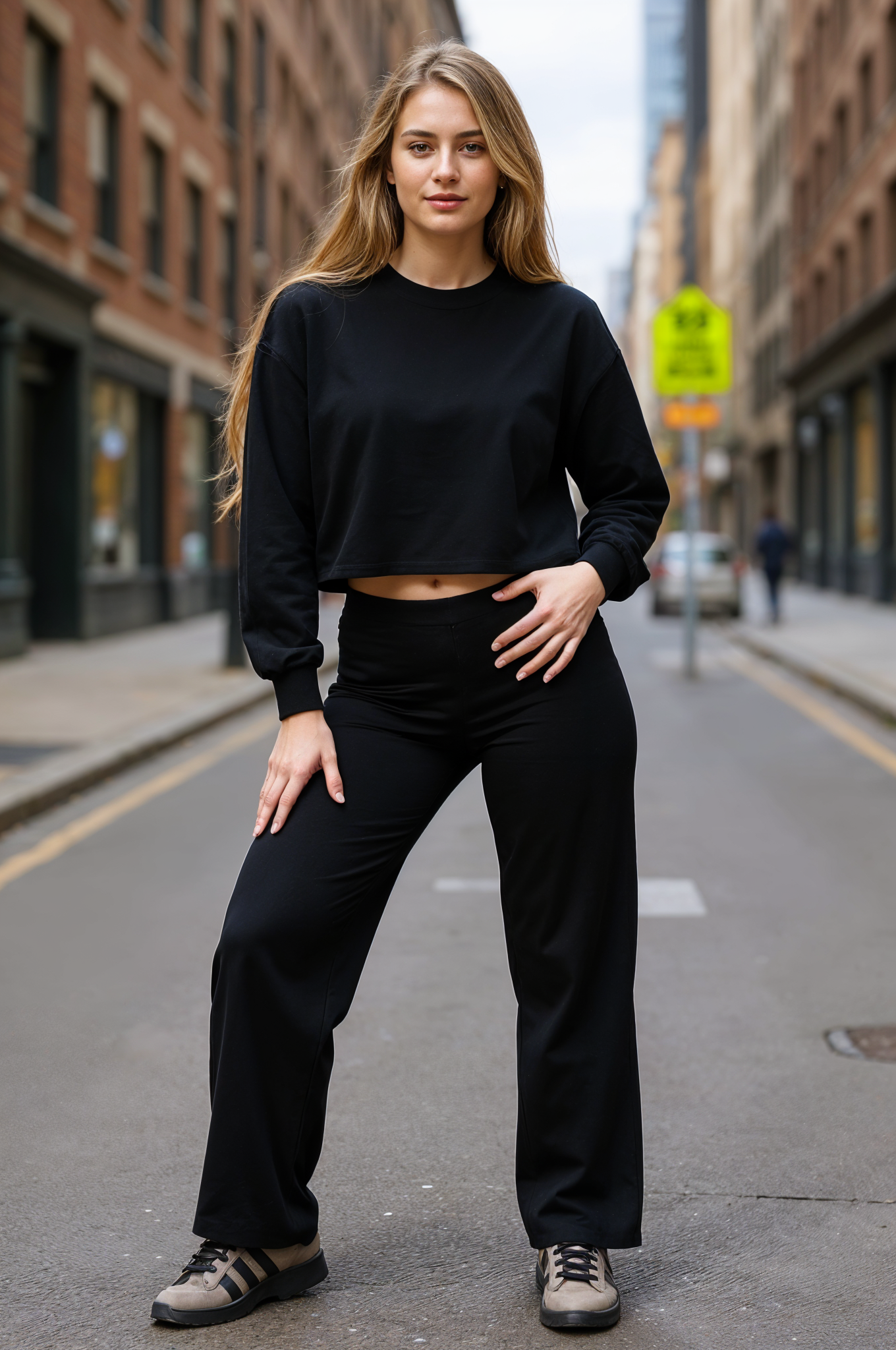 Cropped Crew Neck + Sweat Pants Set