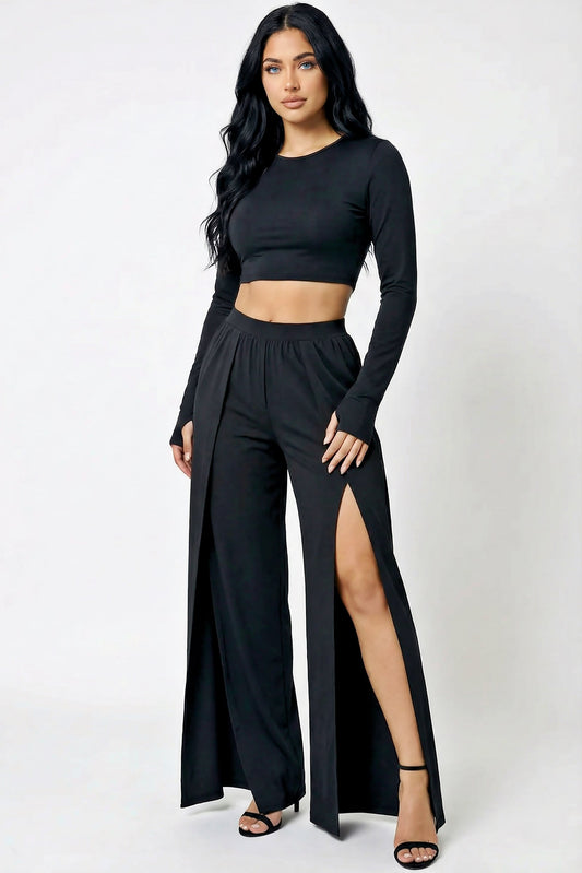 Noir Edge Split-Leg Pants