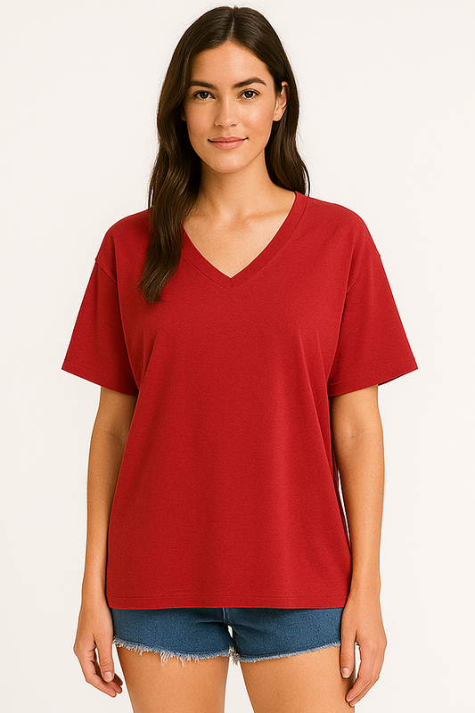 V-neck Women Oversized T-shirt HB