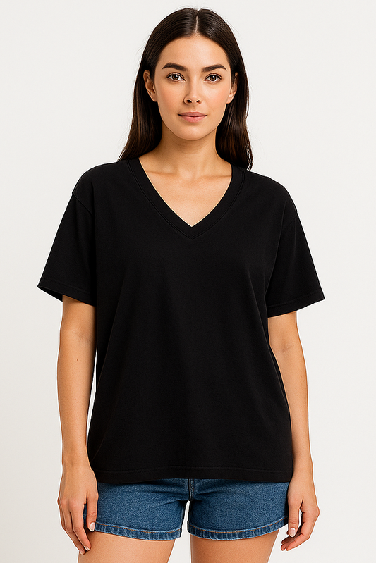 V-neck Women Oversized T-shirt HB