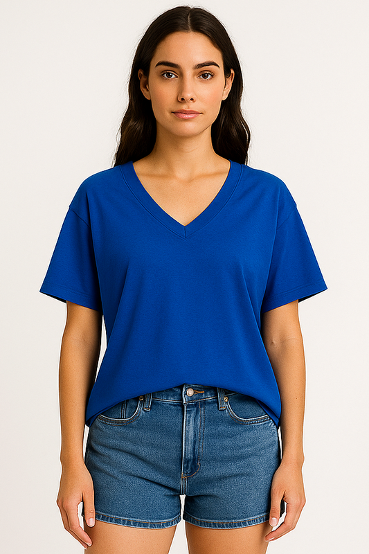 V-neck Women Oversized T-shirt HB