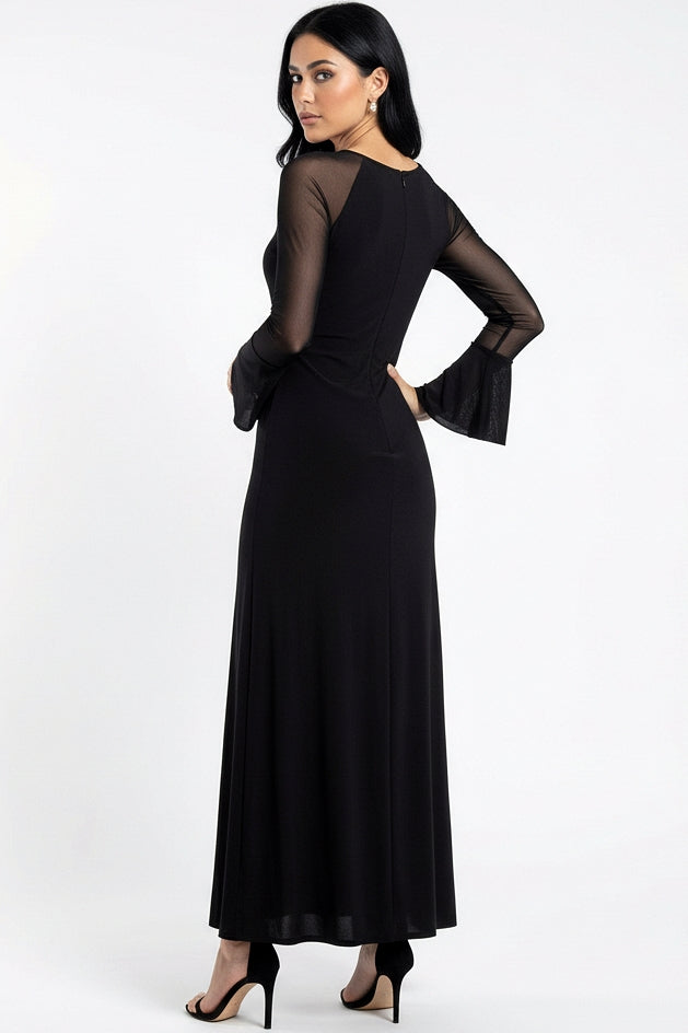 Midnight Mesh Sleeves Dress