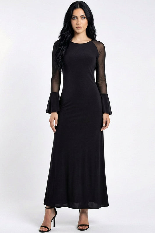 Midnight Mesh Sleeves Dress