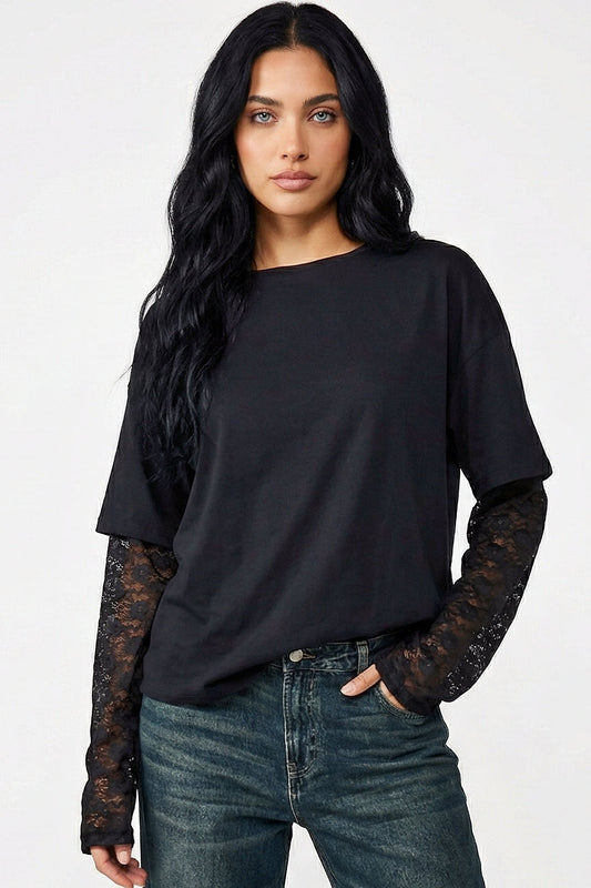 Heavy Lace Sleeves Top