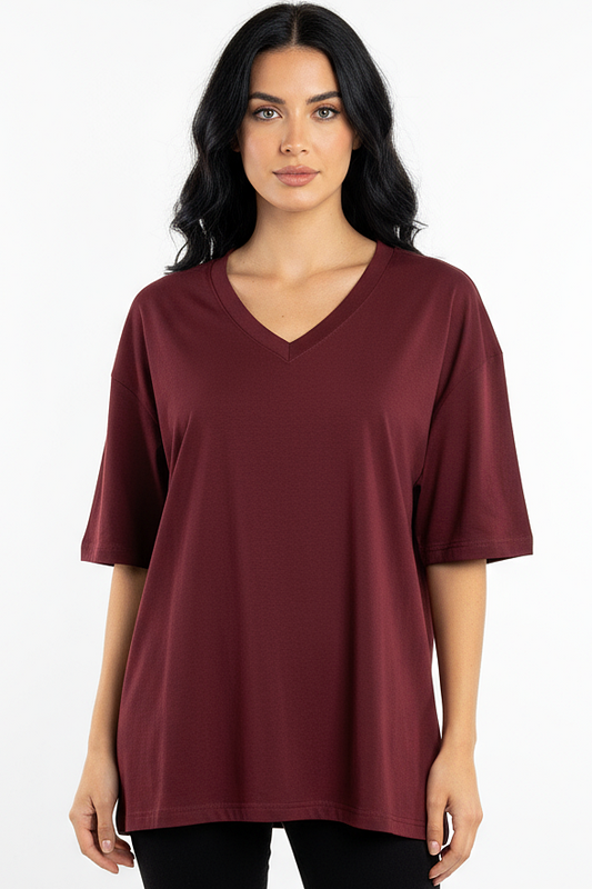 V-neck Women Oversized T-shirt HB