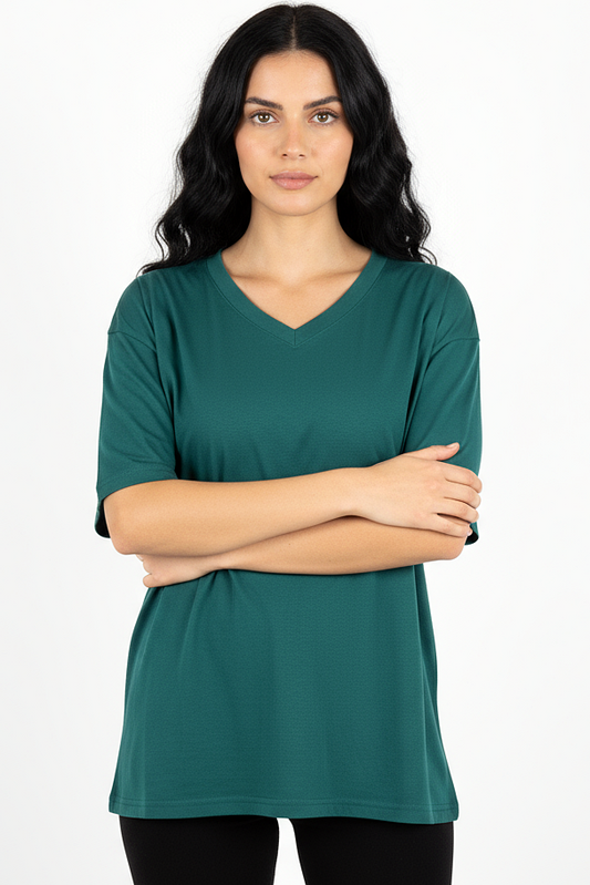 V-neck Women Oversized T-shirt HB